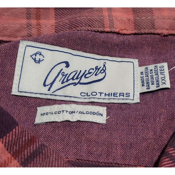 NWT Grayers Classic Plaid Button-Up Short Sleeve Shirt Red 2XL - Picture 6 of 11